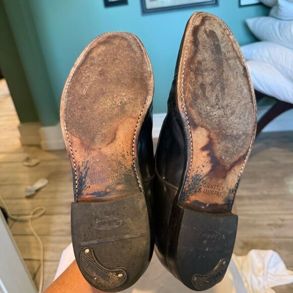 Johnston & Murphy Crown Aristocraft Oxfords Men's Size12 Black Leather Cap Toe - Picture 9 of 11